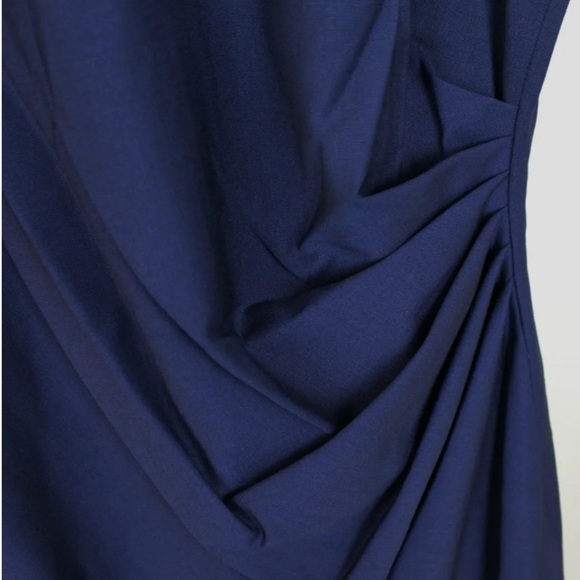 NWT Theory Sleeveless Front Ruching Sheath Dress, Sea Blue - Picture 4 of 15